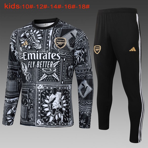 Niños Camiseta Training Arsenal 2024 2025 Negro Blanco